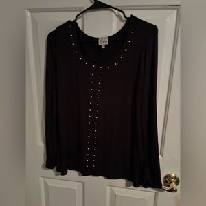 Como Vintage Black Long Sleeve Studded Top